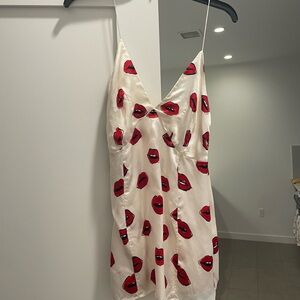 KHAITE Grisella lip-print satin cami top new